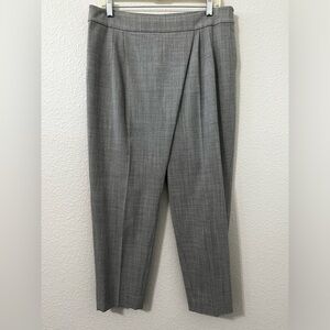 St. John Knits Woven Wool faux wrap crop trouser in Light Grey Melange sz. 10